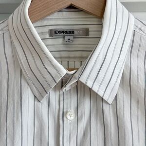 Express Men's White Striped Dress Shirt